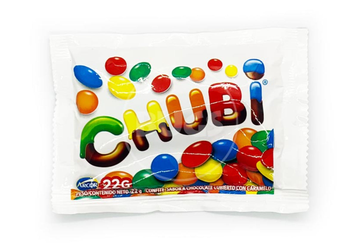 Chubi 22 gramos chocolate cubierto con caramelo