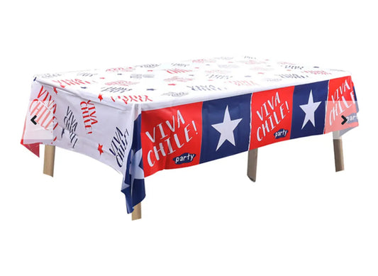 Mantel plastico fiestas patrias viva chile 137x185cm