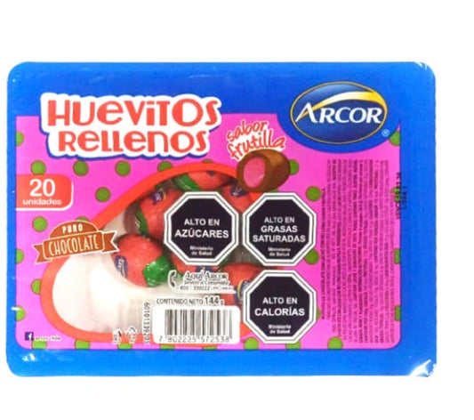 Huevitos Arcor rellenos de Frutilla 20 un, 144 grs