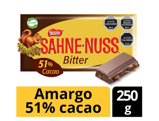 Sahne Nuss
Chocolate Sahne Nuss bitter 250 g
