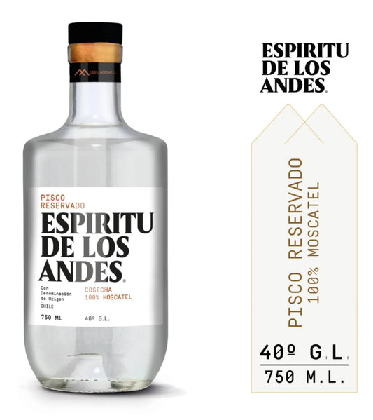 Pisco Reservado 40° Botella, 750 ml Espíritu de Los Andes