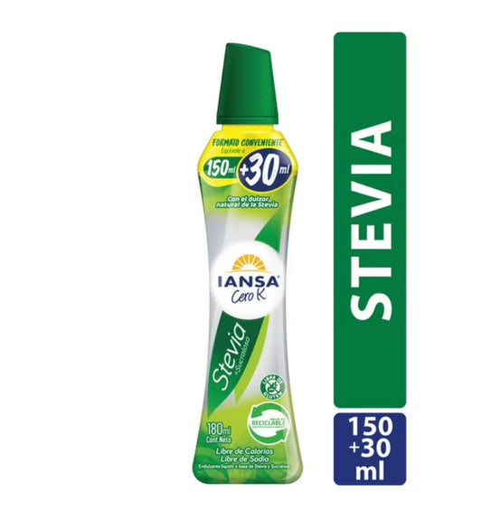 Endulzante Líquido Stevia Iansa + Sucralosa Botella, 180 ml
