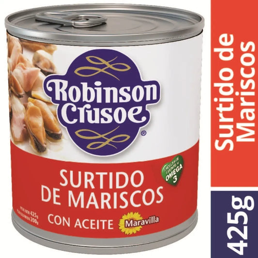 Surtido de mariscos en aceite Robinson Crusoe 425 grs