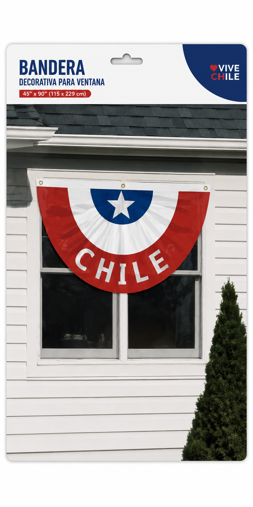 Bandera de Chile de ventana 45x90cm
