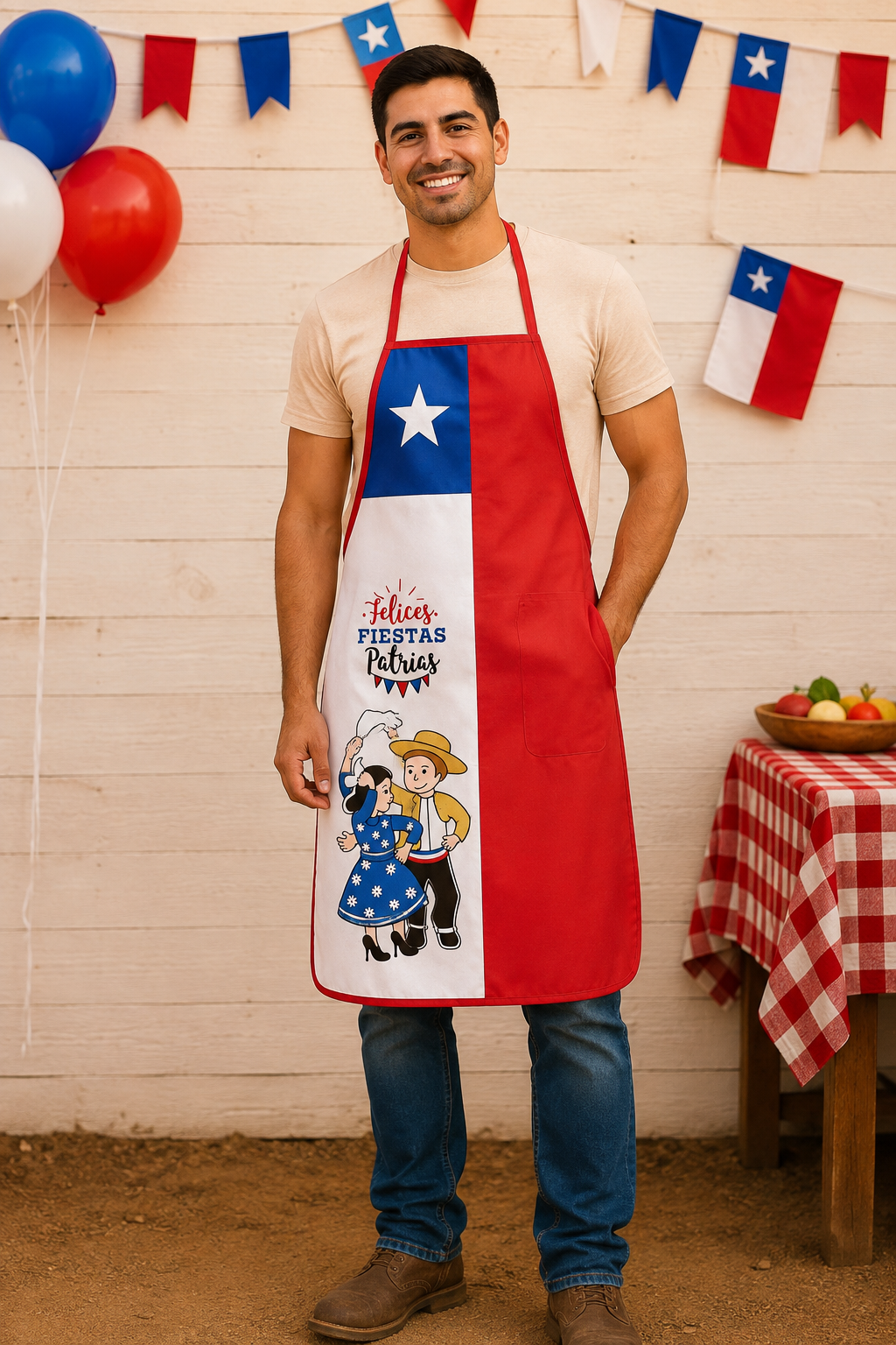 Delantal Pechera Fiestas Patrias Chile unisex