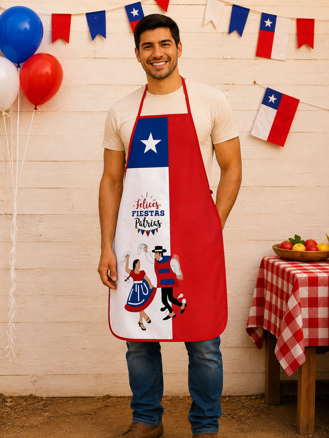 Delantal Pechera Fiestas Patrias Chile unisex