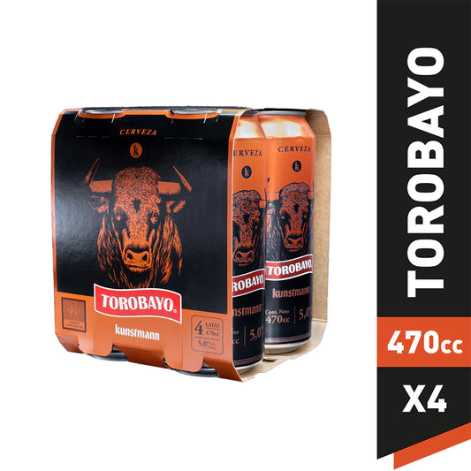 Pack 4 un ‼️Cerveza Kunstmann Torobayo ale long neck lata 470 cc un