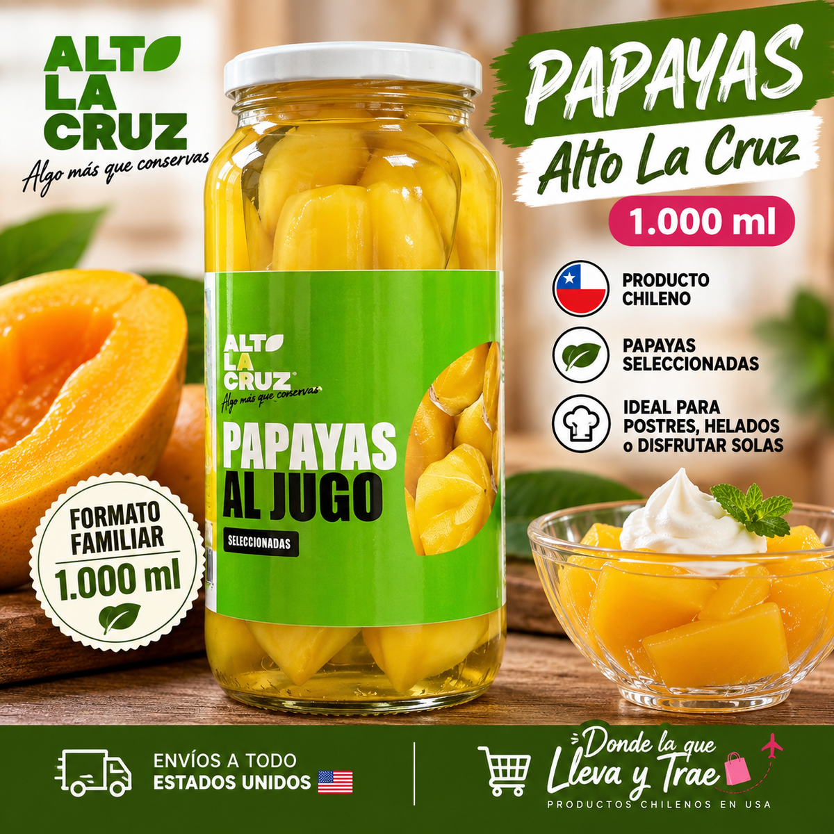 🇨🇱 Papayas chilenas al Jugo Alto La Cruz – 1.000 ml