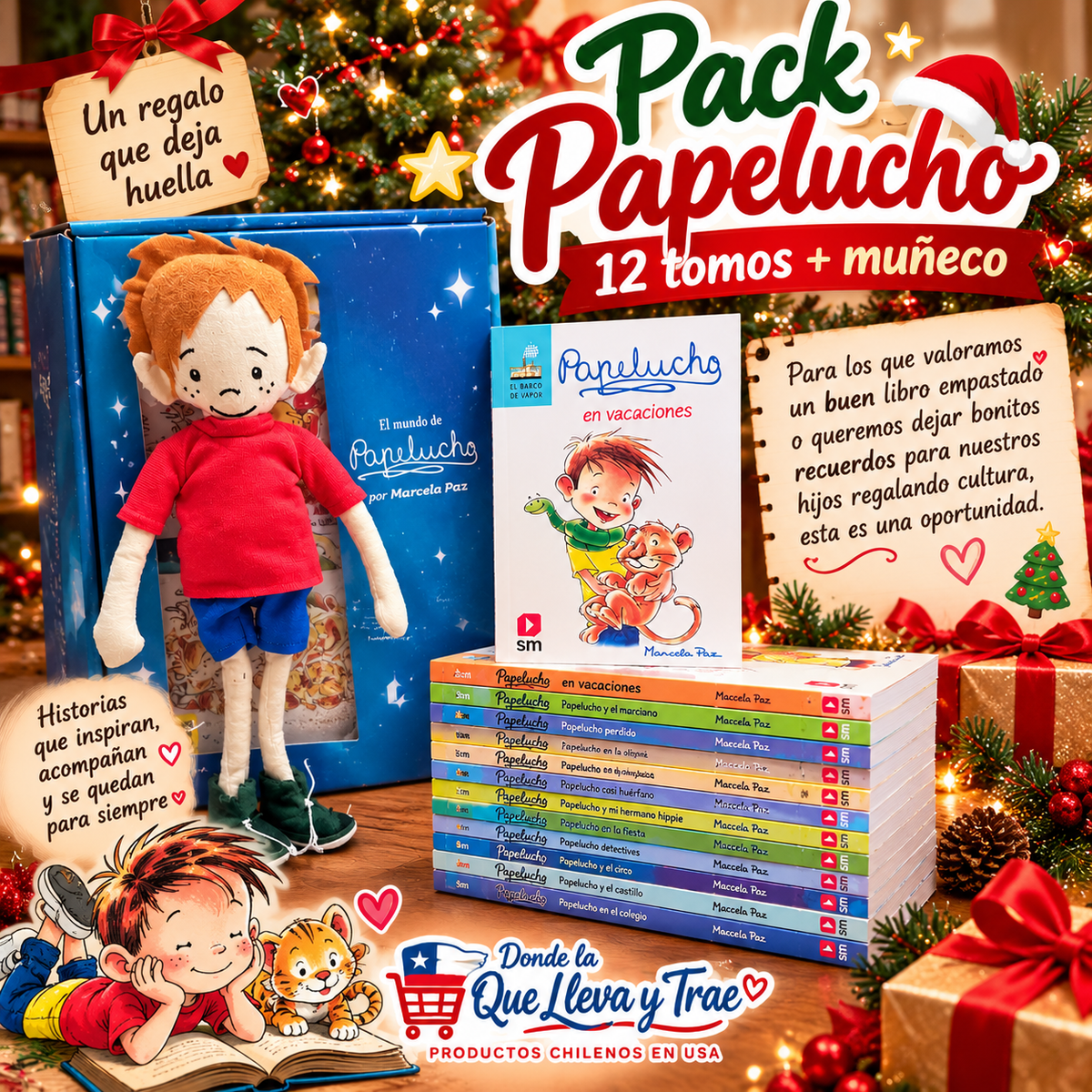 Papelucho Pack - 12 Libros Mas Muñeco