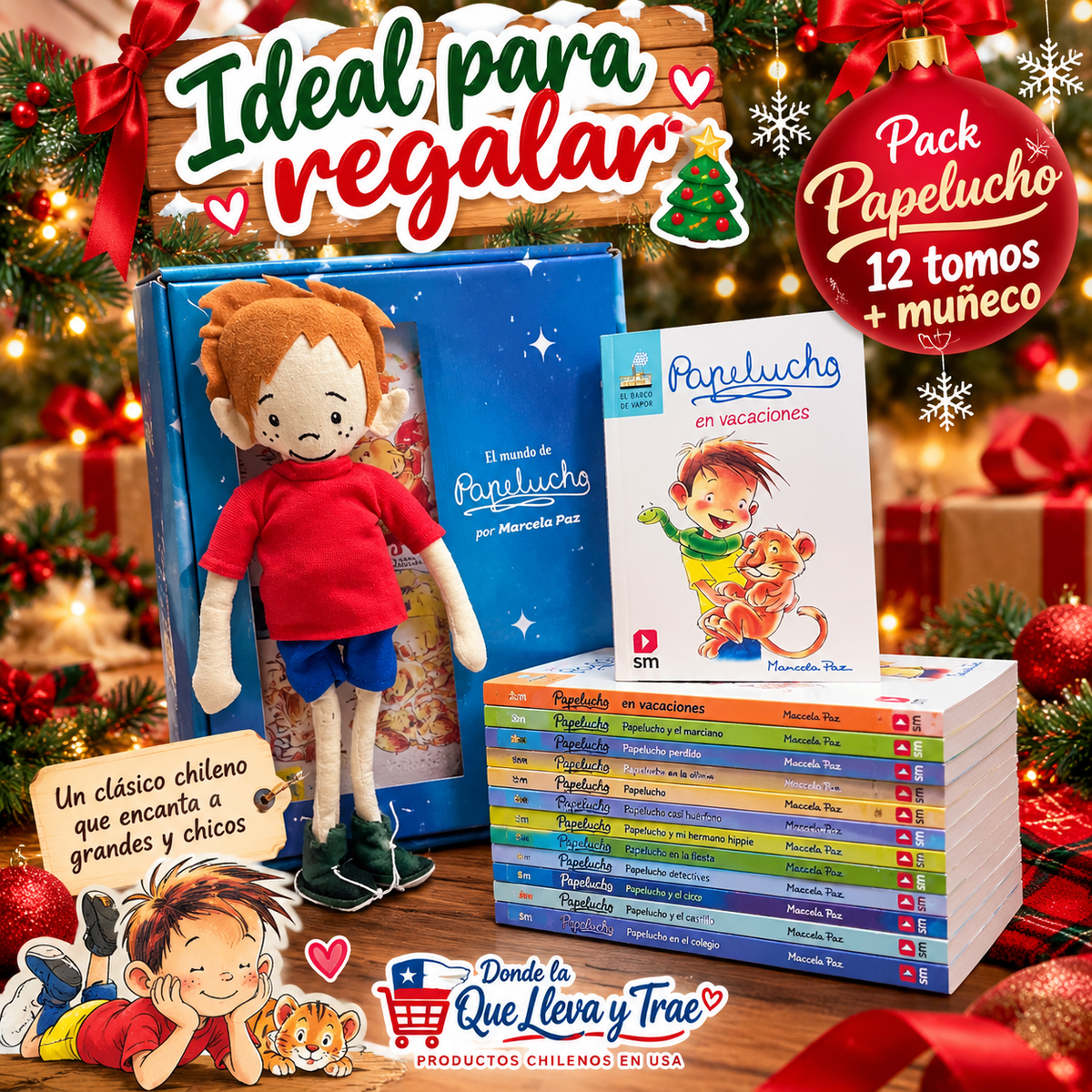 Papelucho Pack - 12 Libros Mas Muñeco