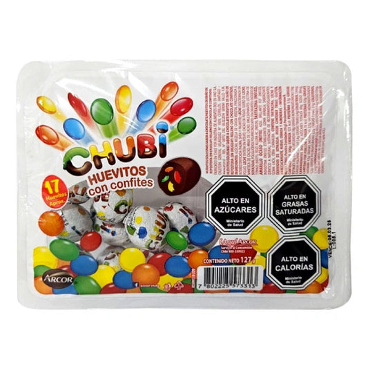 Huevitos de chocolate Chubi bandeja 17 uds, 127 grs